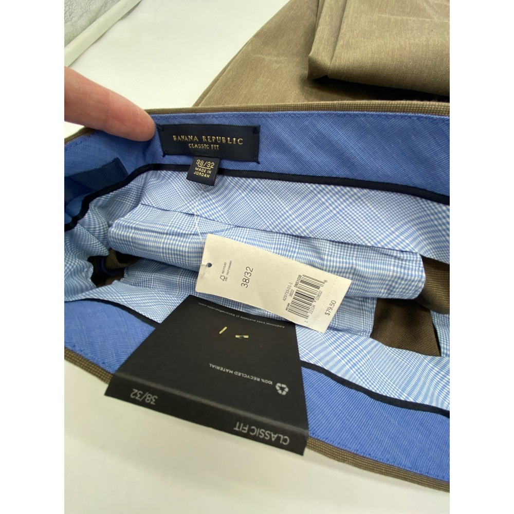Banana Republic Classic Fit Mens Khaki Brown Cotton Trousers 38x32 429733-01-1 - Picture 2 of 5